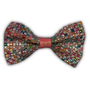 Magenta Gem-Encrusted Clip-On Bowtie